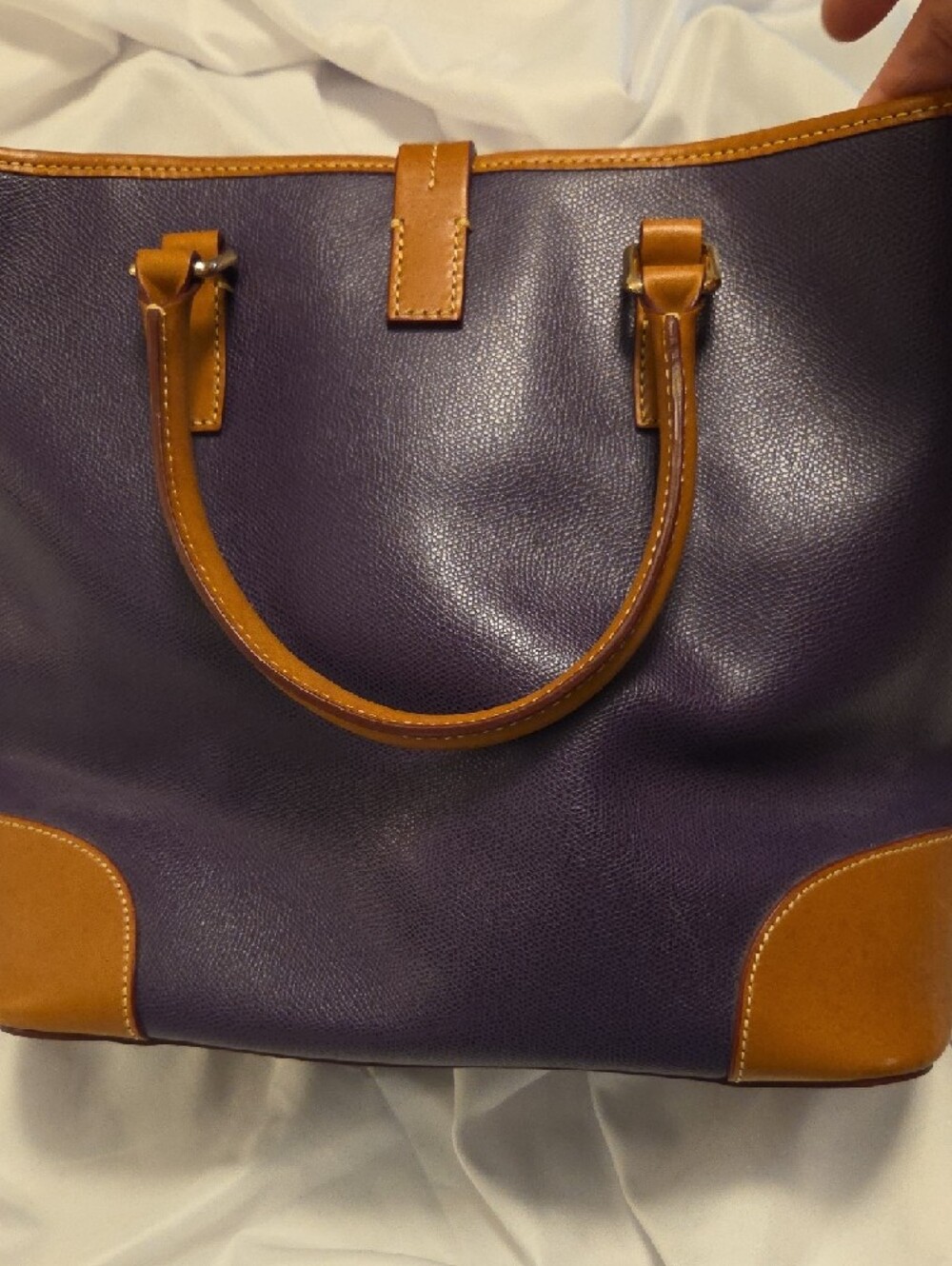 Dooney & Bourke Purple Tote with Tan Leather Trim - Picture 3 of 9